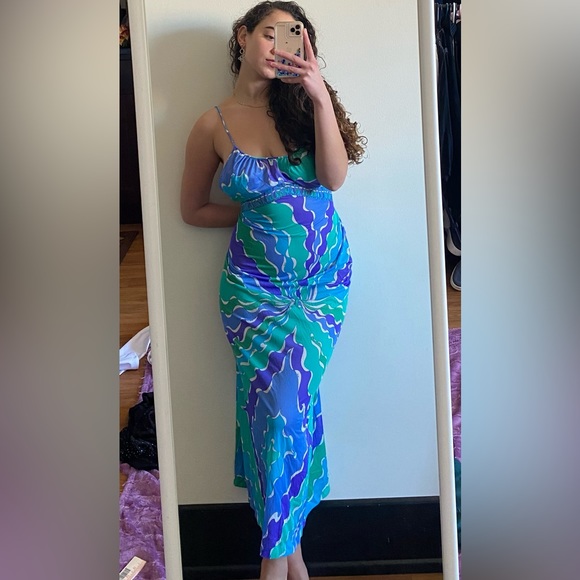 Emilio Pucci Dresses & Skirts - Vintage 70s Emilio Pucci for Formfit Rogers Abstract Open Tie Back Maxi Dress